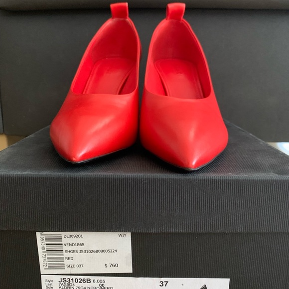 NEVER WORN WITH BOX Jill Sander Red Heels, Size 37 - Picture 2 of 6